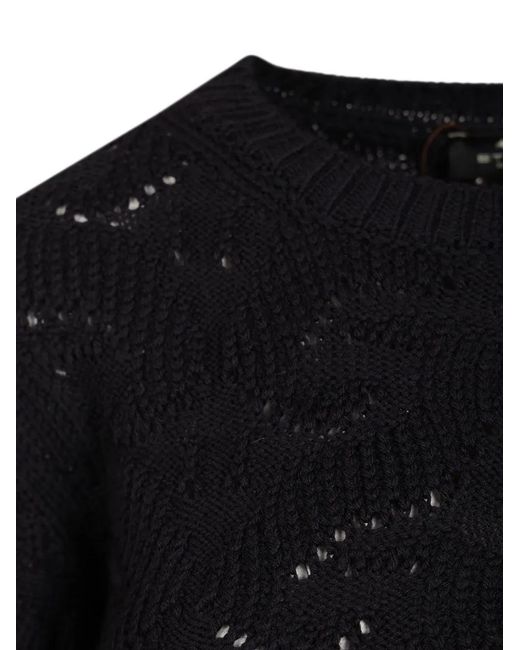 Etro Black Wool-Blend Sweater With Paisley Detailing