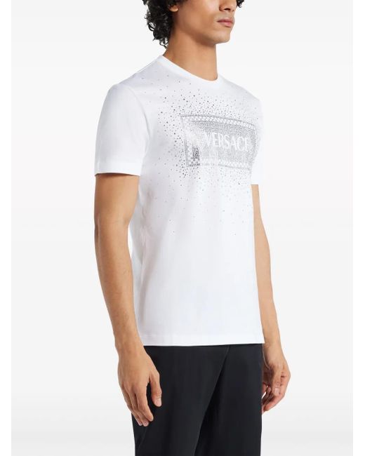 Versace White Crystal '90S Vintage Logo T-Shirt for men