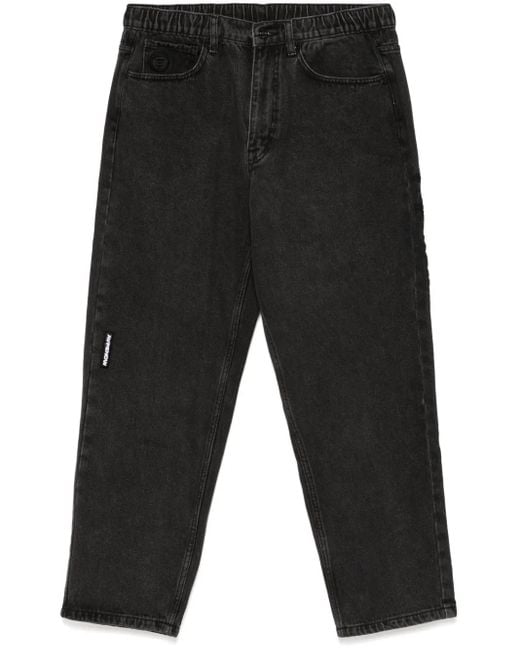 Aape By A Bathing Ape Black Aapenow Moonface-Logo Jeans for men