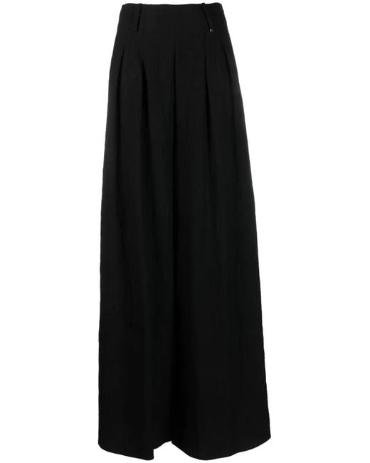 Nissa Black High-Waisted Flared Trousers