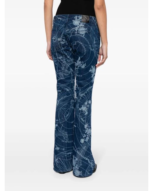 Off-White c/o Virgil Abloh Blue Graphic-Print Flared Jeans