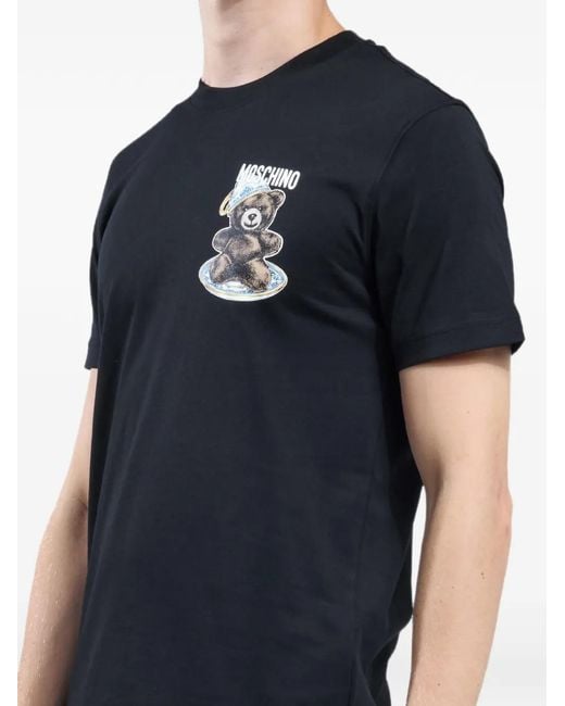 Moschino Blue Teddy-Bear Logo-Print T-Shirt for men