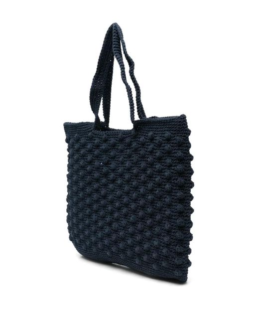 Mc2 Saint Barth Black Crochet-Knit Tote Bag