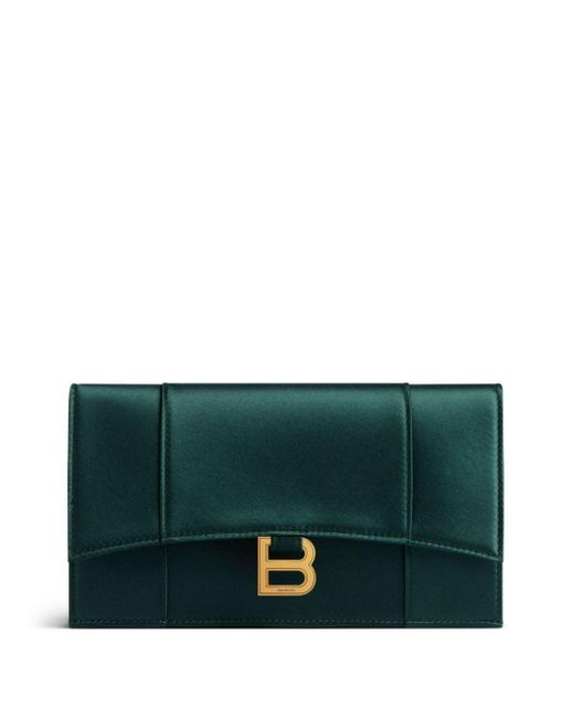 Balenciaga Green Small Hourglass Clutch Bag
