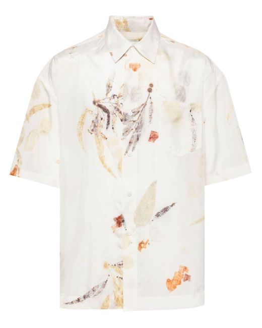 Camisa con hojas estampadas Feng Chen Wang de hombre de color White