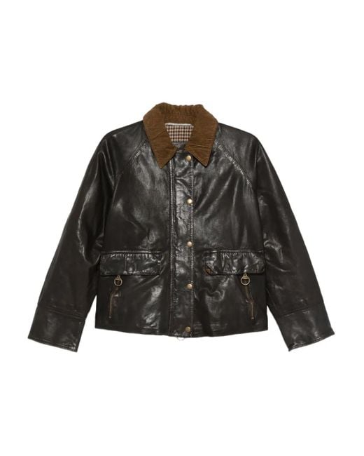 The Jackie Leathers コーデュロイカラー レザージャケット Black