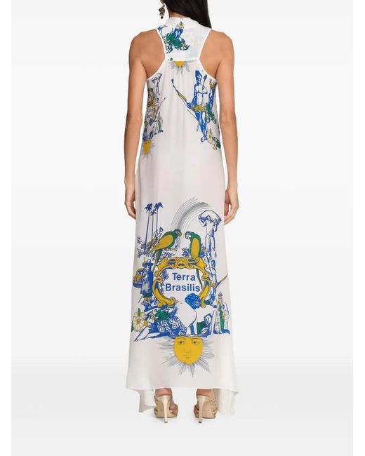 Amir Slama Blue Tie Sleeveless Printed Dress