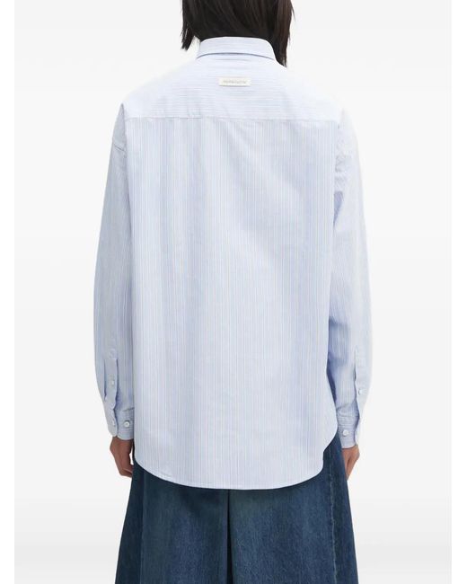 Aape By A Bathing Ape Blue Striped-Pattern Logo-Patch Shirt for men