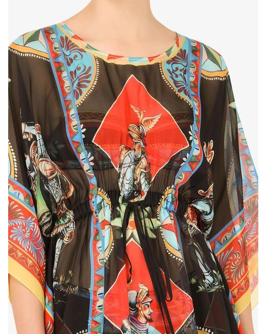 Dolce & Gabbana Carretto シフォンカフタン Red