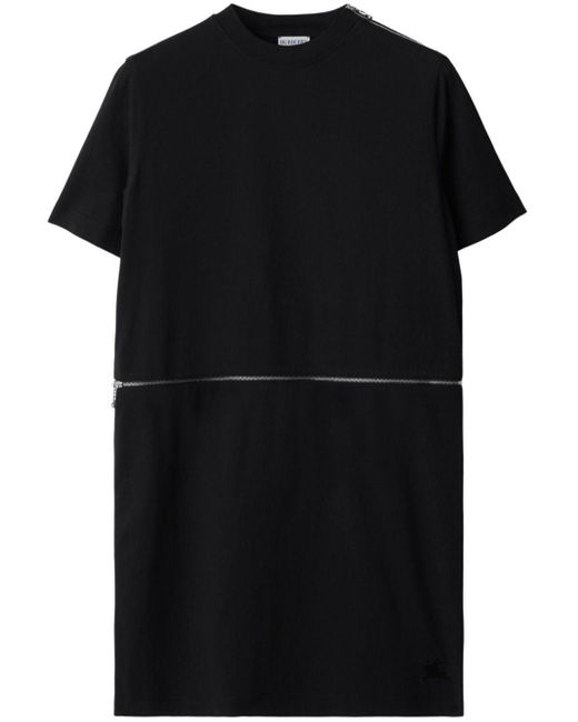 Burberry Black Logo-embroidered Cotton Dress