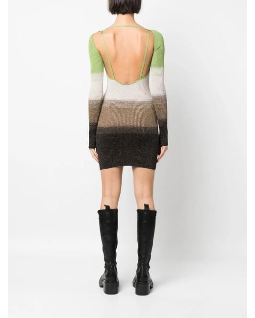 Robe Courte En Maille À Rayures Gcds en coloris Green