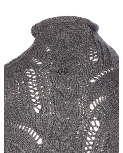 Liu Jo Gray Openwork Embellished Sweater