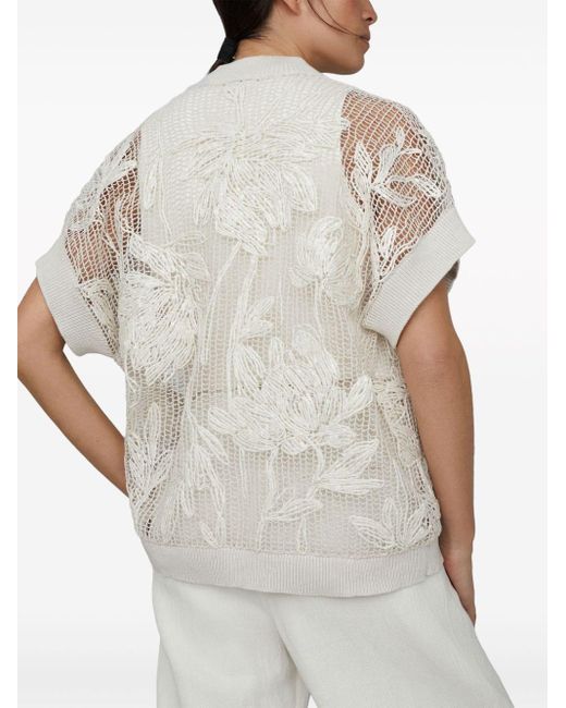 Brunello Cucinelli Vest Met Geborduurde Bloemen in het White