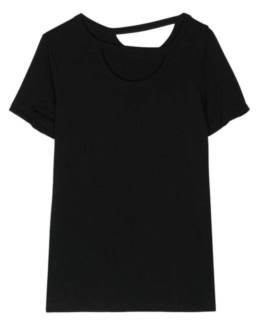 Yohji Yamamoto Black Cut-out Cotton T-shirt