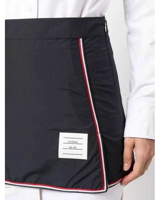 Thom Browne Blue Structured Midi Skirt With Contrasting Piping