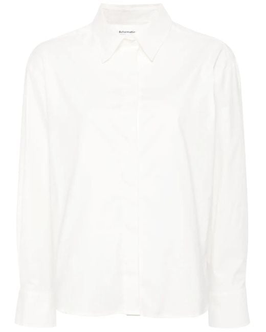 Reformation White Andy Organic-Cotton Shirt