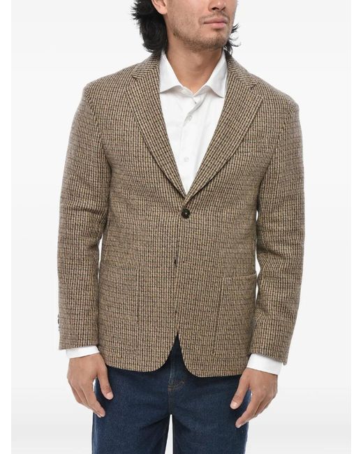 Officine Generale Natural Checked Wool Blazer for men