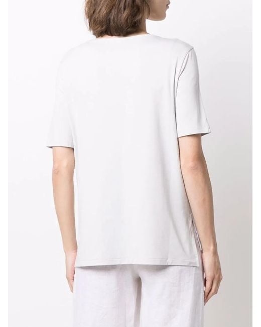 Le Tricot Perugia White Scoop Neck T-Shirt