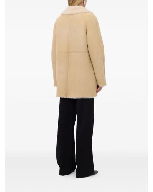 Loulou de Saison Natural Isak Elongated-Lapel Shearling Coat