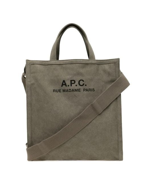 A.P.C. Green Logo-Print Shoulder Bag for men