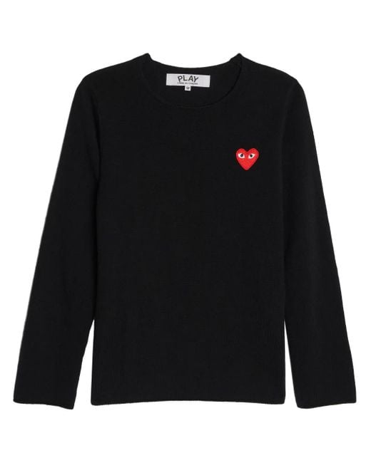 COMME DES GARÇONS PLAY Black Logo-Patch Cotton Jumper