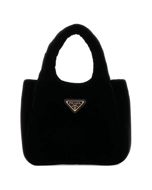 Prada Black Mini Velvet Tote Bag