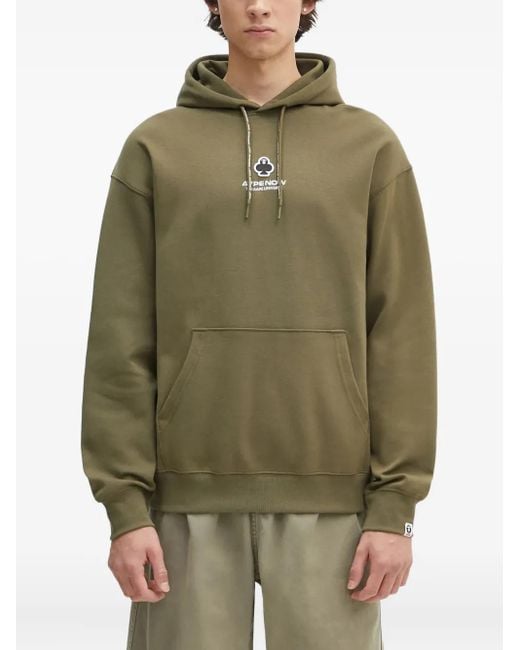 Felpa Con Cappuccio E Logo di Aape By A Bathing Ape in Green da Uomo