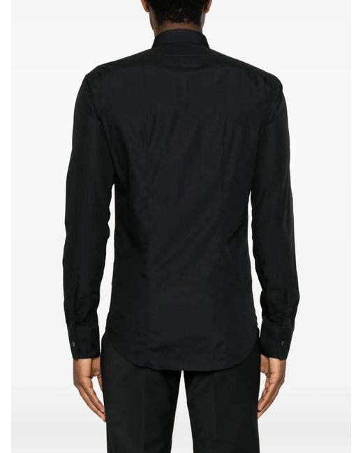 Brian Dales Black Pleated Bib-Front Shirt for men