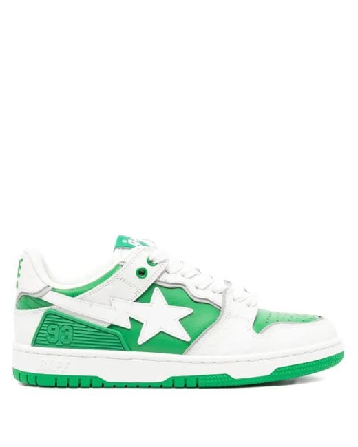 A Bathing Ape Green Star-Embellished Trainers