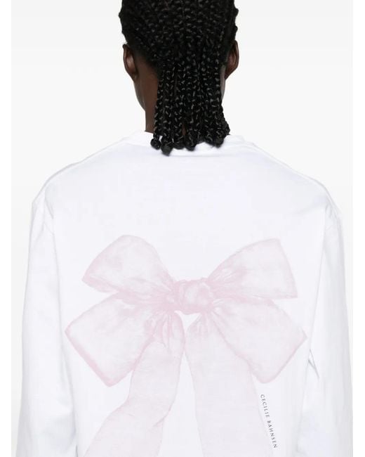 CECILIE BAHNSEN White Lily Logo-Print T-Shirt