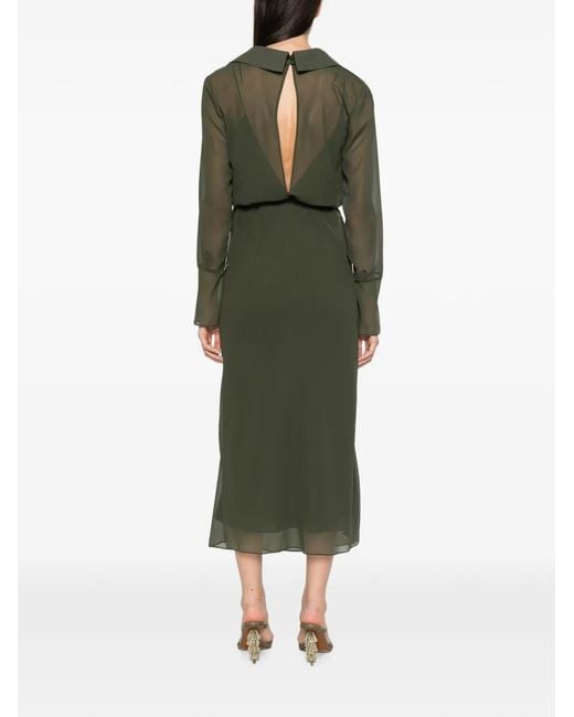 Patrizia Pepe Green Cowl-Neck Georgette Dress