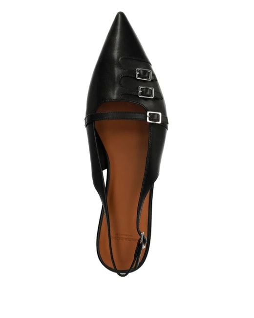 Vagabond Black Hermine Pointed-Toe Buckled Ballet Flats