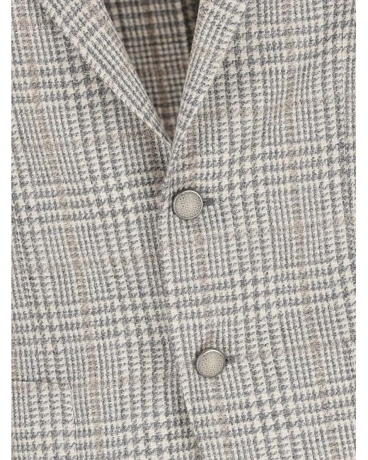 Tagliatore Gray Checked Buttoned Blazer for men