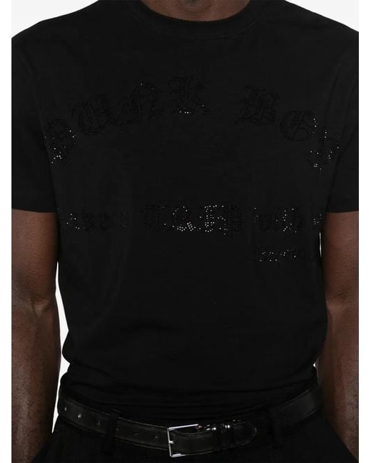 John Richmond Black Round-Neck Embellished T-Shirt for men