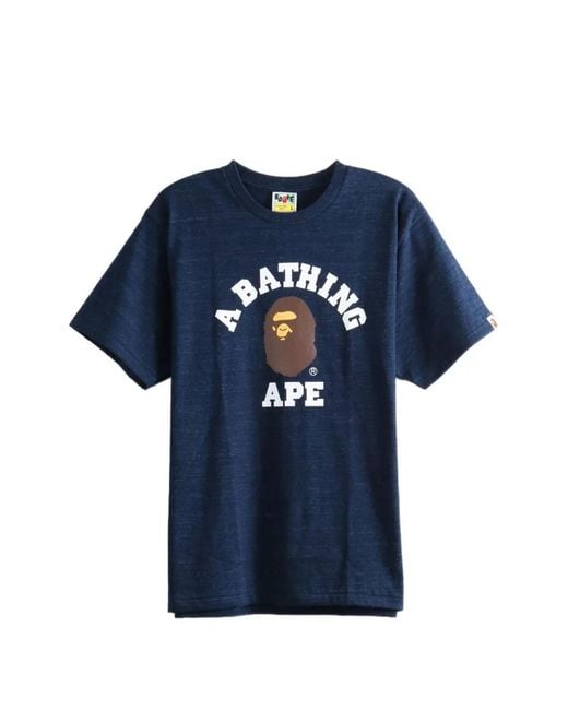 A Bathing Ape Blue Graphic-Print T-Shirt for men