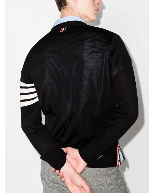 Thom Browne Gray Cardigan Con Intarsio 4Bar for men