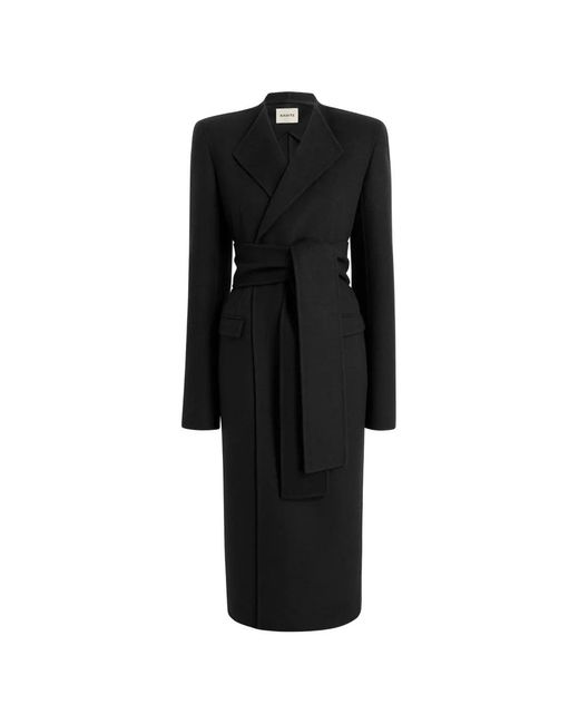 Khaite Black Manteau Jelson À Taille Ceinturée