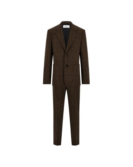 Ferragamo Brown Wool Pinstripe Suit for men