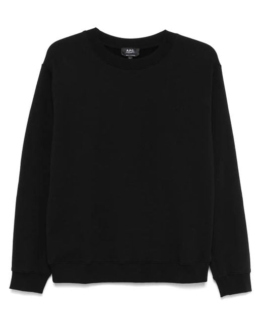 Felpa Con Logo Ricamato di A.P.C. in Black da Uomo