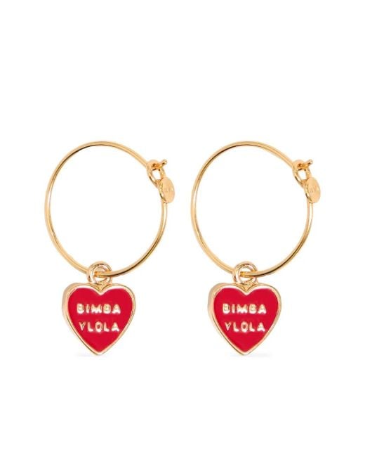 Bimba Y Lola Red Heart Hoop Earrings