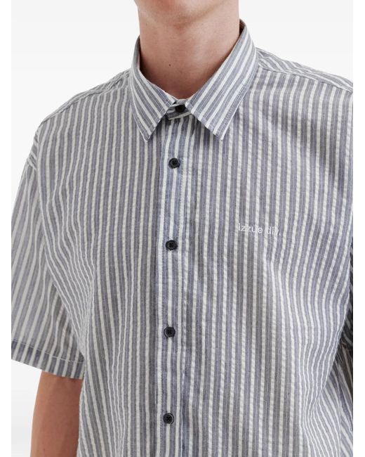 Izzue Gray Striped Button-Fastening Shirt for men