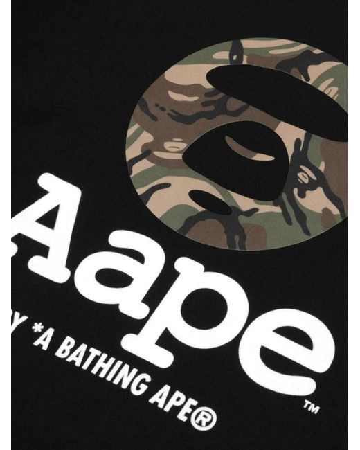 Aape By A Bathing Ape Black Aapeunvs Moonface T-Shirt for men
