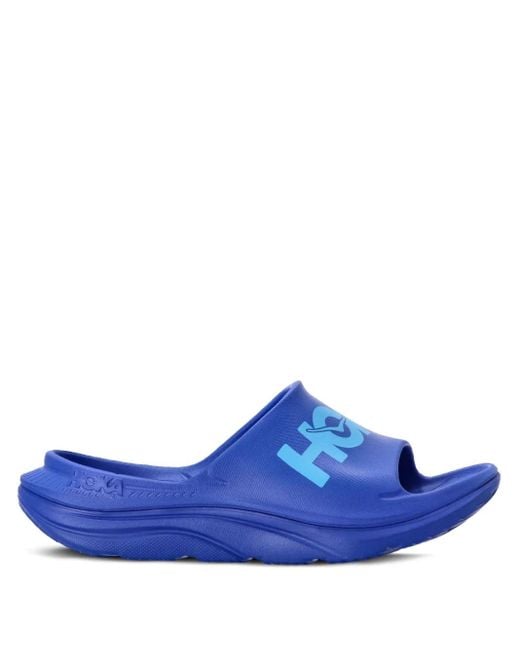 Hoka One One Blue Logo-Motif Slides