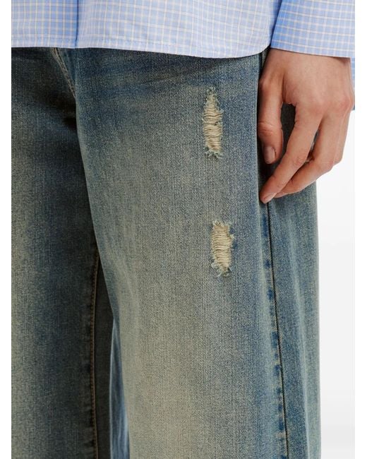 B+ AB Blue Distressed Wide-Leg Jeans