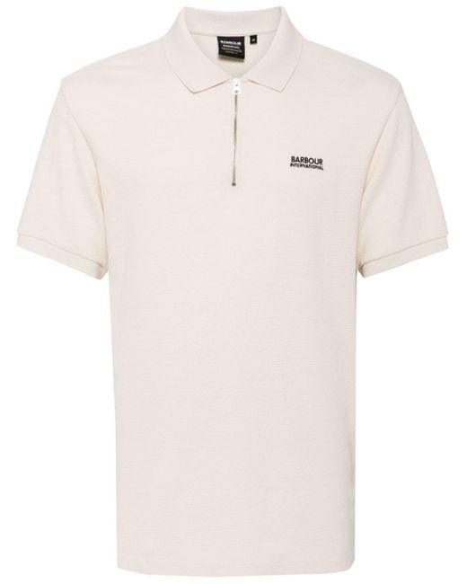 Barbour Natural Albury Zip-neck Cotton Polo Shirt for men