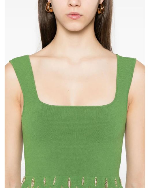 Sandro Green Fish-Embellished Crop Top