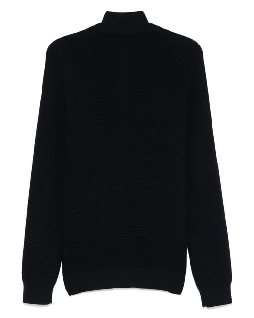 Fay Black Waffle-Knit Cardigan for men
