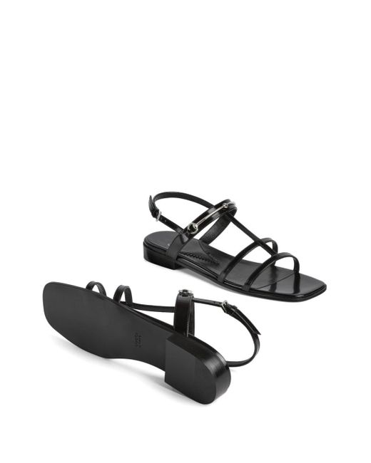 Gucci Black Horsebit Flat Leather Sandals