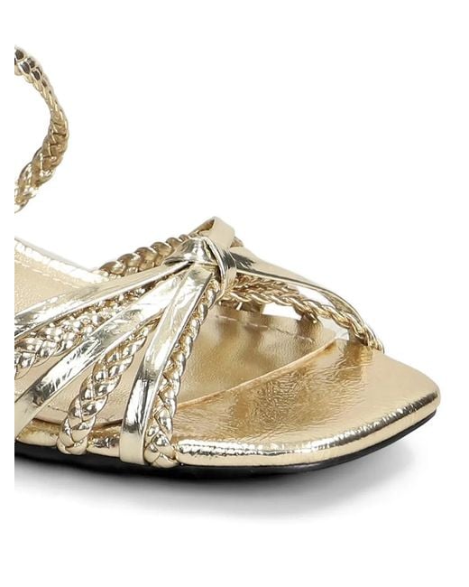 GOLD&ROUGE White Flapim Braided Metallic-Finish Sandals