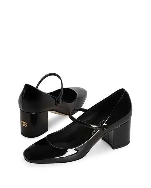 Dolce & Gabbana Black Square-Toe Block-Heel Pumps